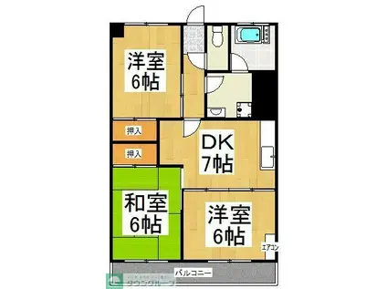 サングリーンハイツ(3DK/5階)の間取り写真