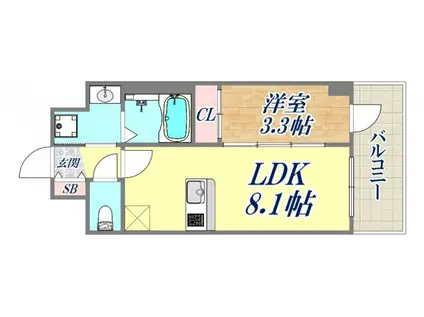 プレサンスブルーム新神戸(1LDK/9階)の間取り写真