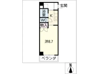 ラ・メゾンII(1K/3階)の間取り写真