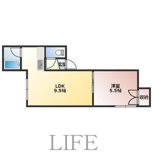 ヒルズ北郷東(1LDK/2階)の間取り写真