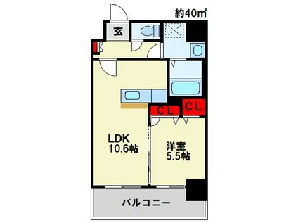 F・STAGE折尾(1LDK/2階)の間取り写真