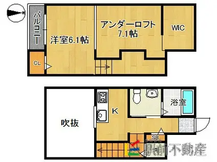 ピエス千早A(1K/2階)の間取り写真