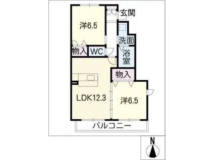 鳥澄グリーンヒルズ B棟(2LDK/1階)の間取り写真