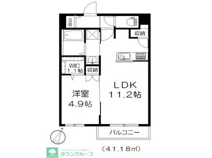 クオーレしょうぶ沼公園(1LDK/4階)の間取り写真