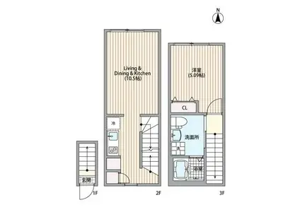 マーレ弦巻(1LDK/2階)の間取り写真
