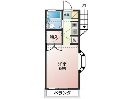 ハーフムーン(1K/2階)の間取り写真