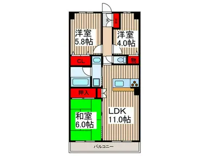 ルモン東川口壱番館(3LDK/6階)の間取り写真