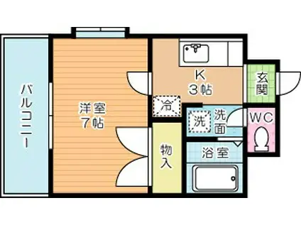 シャトー森V(1K/6階)の間取り写真