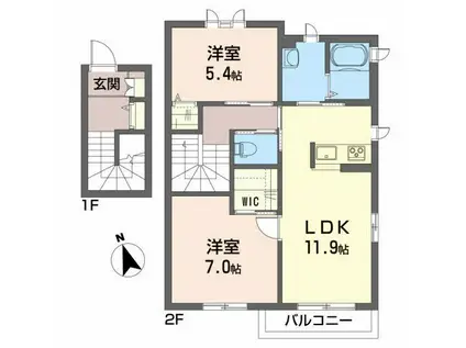 ウィステリア(2LDK/2階)の間取り写真