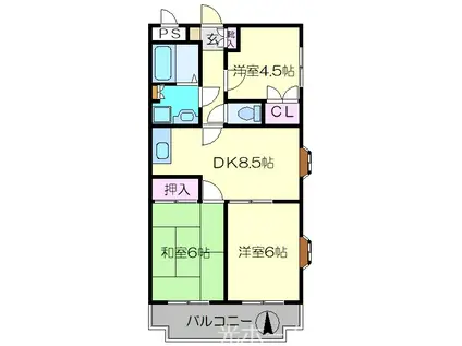 エスポアールめぐみ(3DK/3階)の間取り写真