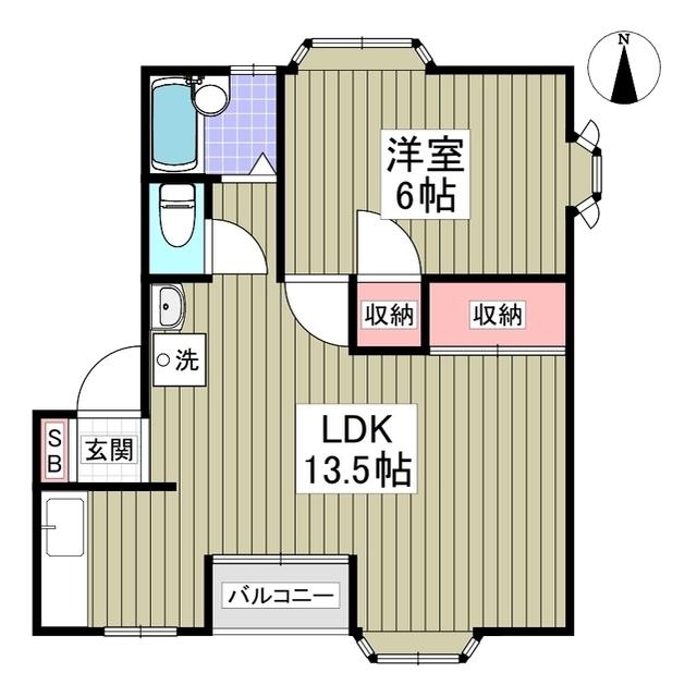 ルビーヒルズA(1LDK/1階)の間取り写真