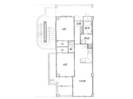 ハピネス杉井流(2LDK/3階)の間取り写真