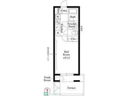 グローリオシェルト池袋V(1K/1階)の間取り写真