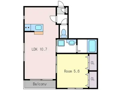 グランポルタ ソシガヤ(1LDK/2階)の間取り写真