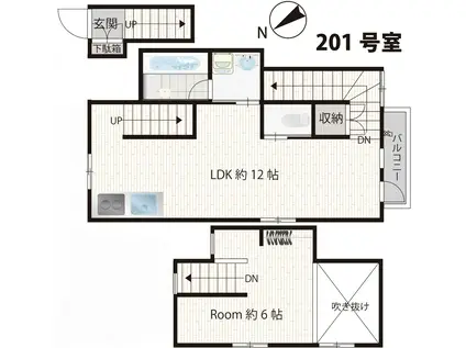 ウィル駒沢(1LDK/2階)の間取り写真