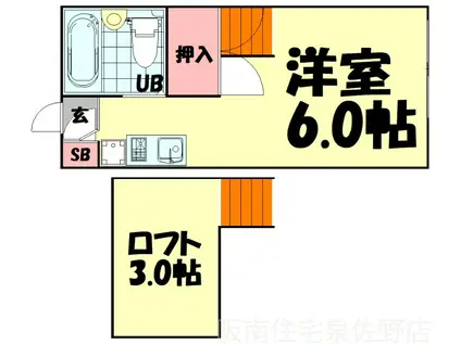レイクサイド日根野(1K/2階)の間取り写真