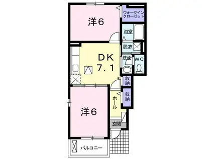 ミニヨン フィオーレIII(2DK/1階)の間取り写真