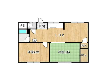 楓荘(2LDK/2階)の間取り写真