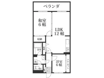 雑餉隈ステーションハイツ(2LDK/6階)の間取り写真