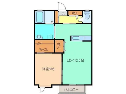 ラフィーネコートII(1LDK/1階)の間取り写真