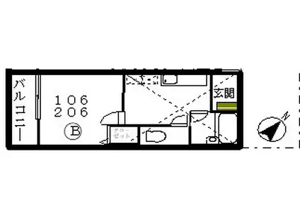 グランデハナブサ(1K/1階)の間取り写真