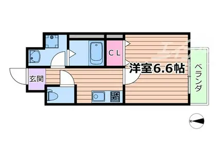 千葉・岸辺(1K/7階)の間取り写真