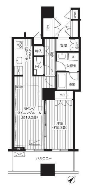 エアライズタワー(1LDK/7階)の間取り写真