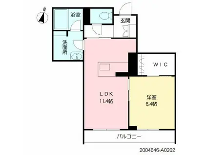セントリビエ神宮北(1LDK/2階)の間取り写真