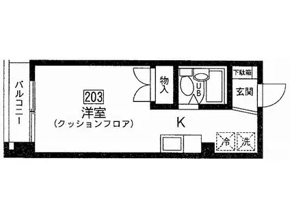 メリービオス(ワンルーム/2階)の間取り写真
