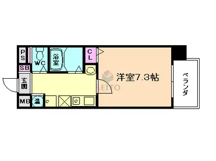 マインズコム新北野(1K/4階)の間取り写真