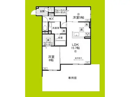 ファブール東羽衣(2LDK/1階)の間取り写真