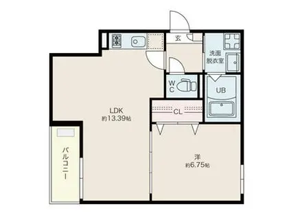 JACK KANSEIII(1LDK/1階)の間取り写真