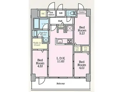 LUXENAPAWS南行徳(3LDK/8階)の間取り写真