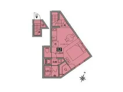 駒込テラス(1DK/2階)の間取り写真