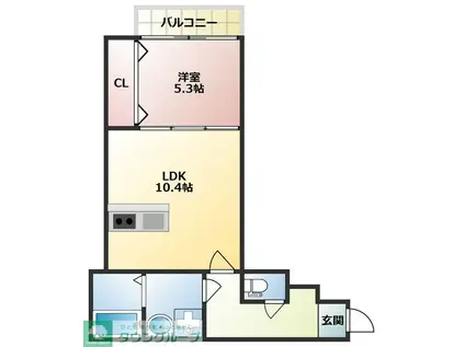 SUNMARK横浜(1LDK/3階)の間取り写真