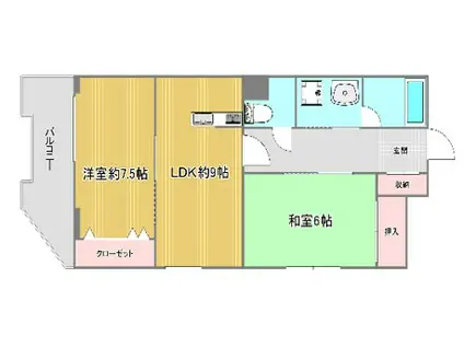 メゾン長喜城(2LDK/5階)の間取り写真