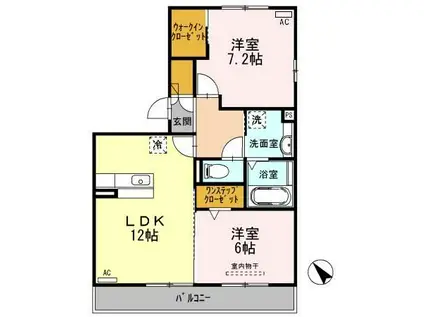 レグルス ボーグ(2LDK/2階)の間取り写真
