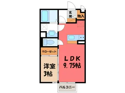 アイリス(1LDK/2階)の間取り写真