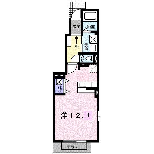 ユニゾンハウスK(ワンルーム/1階)の間取り写真
