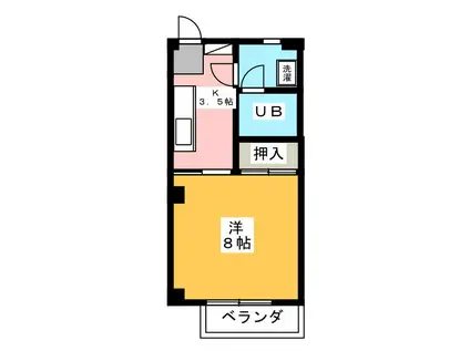 アパルトメントハウスY(1K/2階)の間取り写真