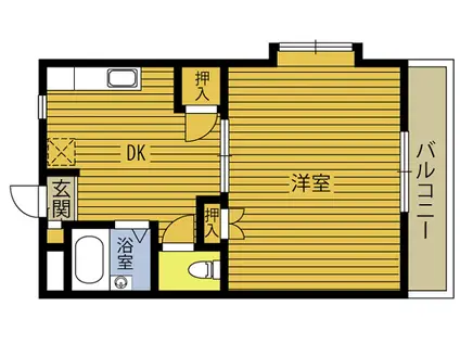 シャングリラ猪野(1DK/2階)の間取り写真
