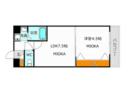 テラ長居公園(1LDK/4階)の間取り写真