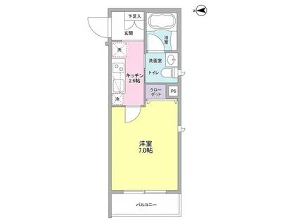 バンデューセン(1K/2階)の間取り写真