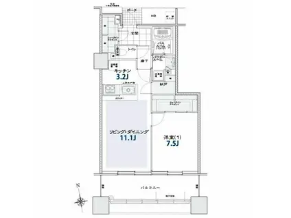 シティタワー郡山(1LDK/14階)の間取り写真