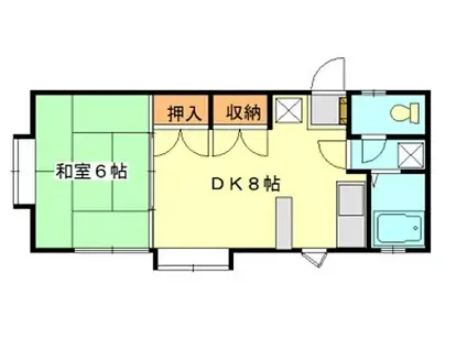 ハウスパーシモンII(1DK/2階)の間取り写真