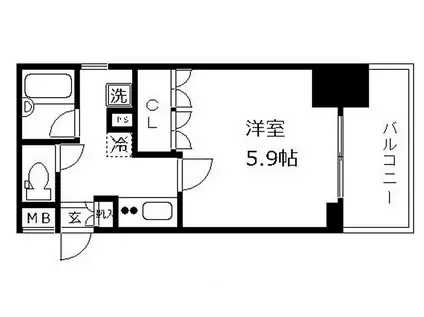 プレール・ドゥーク八丁堀(1K/8階)の間取り写真