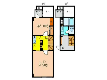 THE SENDAGI(1LDK/1階)の間取り写真