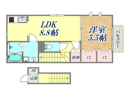 フィエルテ(1LDK/1階)の間取り写真