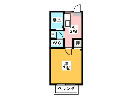 フレグランス郵とぴあC(1K/2階)の間取り写真