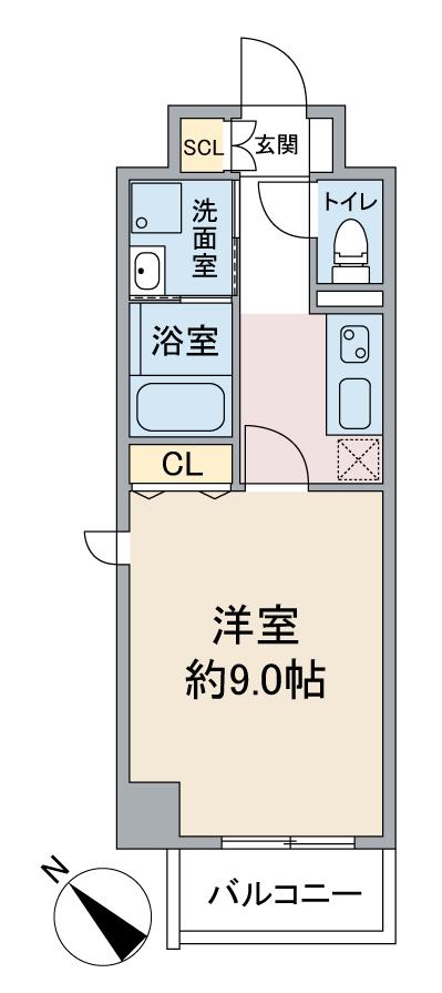 アールグラン瑞穂(1K/2階)の間取り写真